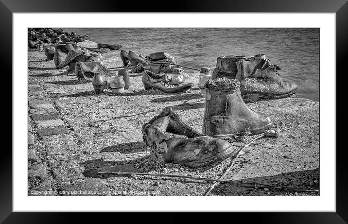 Shoes on the Danube in Budapest Framed Mounted Print by Gary Blackall