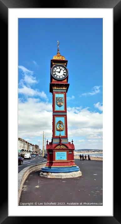 Jubilee tower clock Weymouth  Framed Mounted Print by Les Schofield