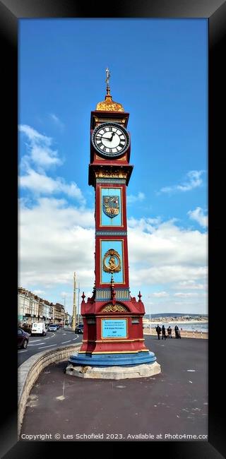 Jubilee tower clock Weymouth  Framed Print by Les Schofield