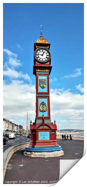 Jubilee tower clock Weymouth  Print by Les Schofield
