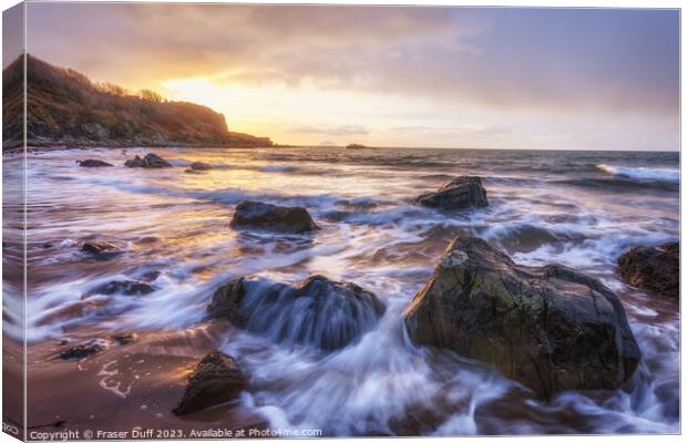 Breaking Waves at Carrick Beach, Maidens, Ayr Canvas Print by Fraser Duff