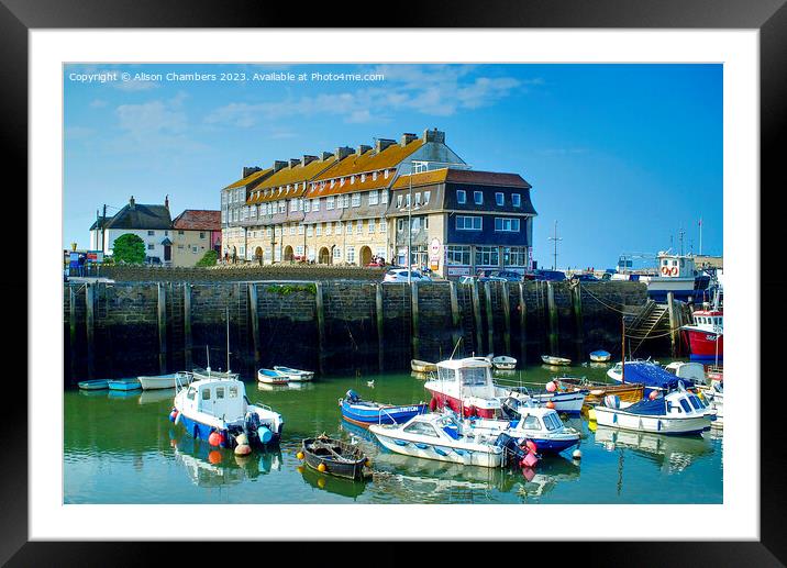 West Bay Harbour  Framed Mounted Print by Alison Chambers