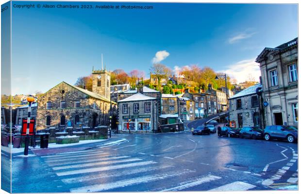 Holmfirth Town Centre Canvas Print by Alison Chambers