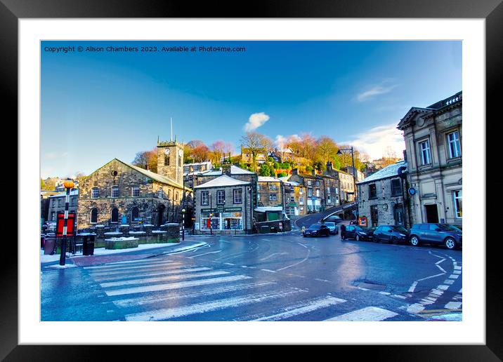 Holmfirth Town Centre Framed Mounted Print by Alison Chambers