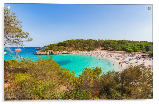 Bay of S'Amarador beach at Mondrago Park, beautiful coast on Mallorca island, Spain Acrylic by Alex Winter