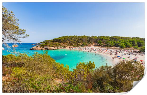 Bay of S'Amarador beach at Mondrago Park, beautiful coast on Mallorca island, Spain Print by Alex Winter