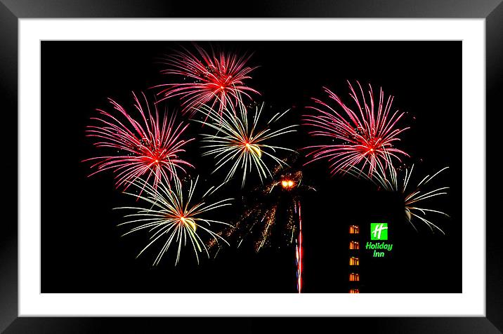 Mayflower Park Fireworks Framed Mounted Print by Louise Godwin