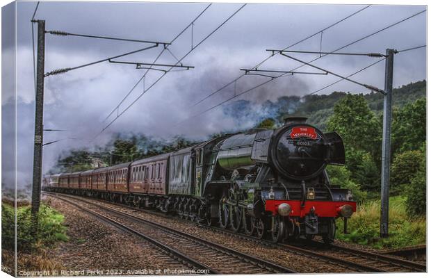 Flying Scotsman in the Yorkshire Countryside Canvas Print by Richard Perks