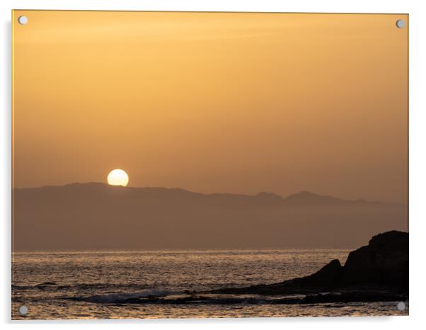 Sun setting behind La Gomera Acrylic by Tony Twyman