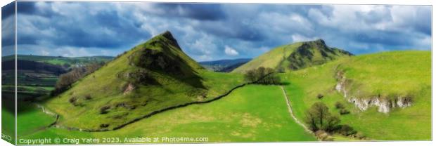 Parkhouse and Chrome Hill Peak District Panoramic. Canvas Print by Craig Yates