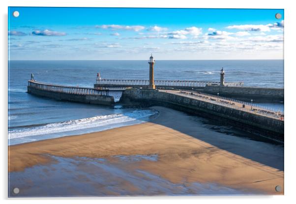 Whitby Piers Acrylic by Steve Smith