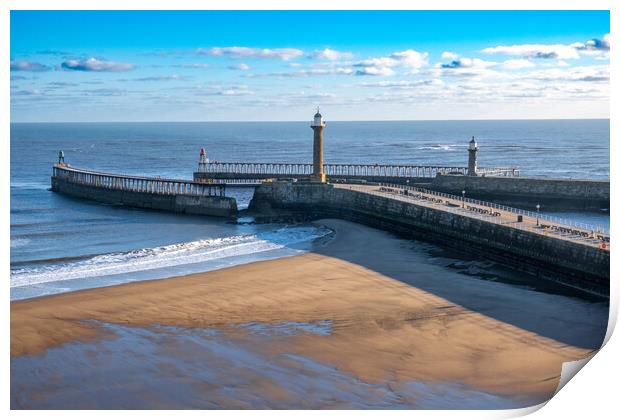Whitby Piers Print by Steve Smith