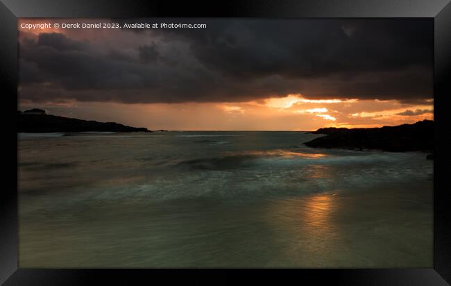 Majestic Sunset over Trearddur Bay Framed Print by Derek Daniel