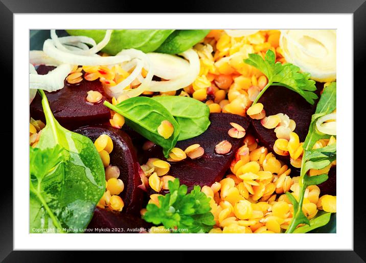 Low calorie lentil salad, food background Framed Mounted Print by Mykola Lunov Mykola