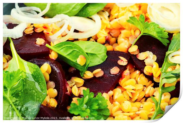 Low calorie lentil salad, food background Print by Mykola Lunov Mykola