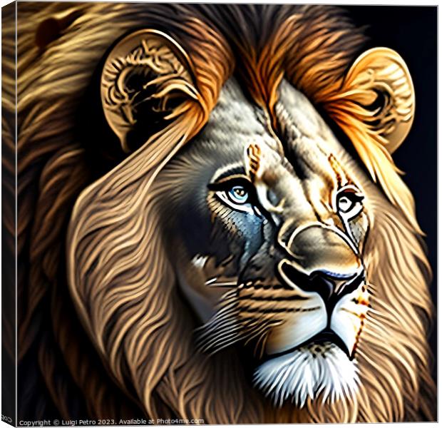 Portrait of a big male African lion. Canvas Print by Luigi Petro