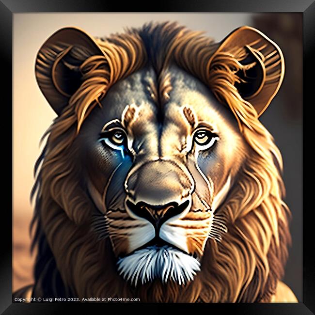 Portrait of a big male African lion. Framed Print by Luigi Petro