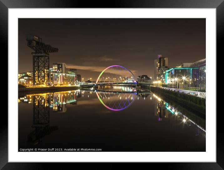 Night Reflections on the River Clyde, Glasgow Framed Mounted Print by Fraser Duff