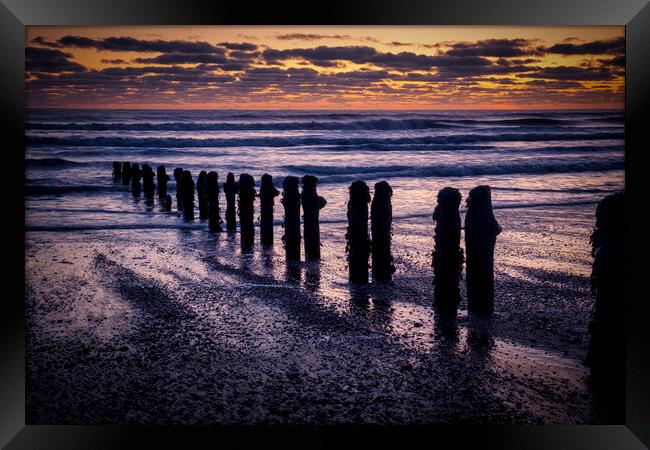 Beautiful Sunrise at Sandsend Beach Framed Print by Tim Hill