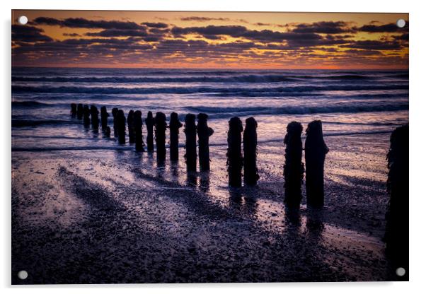 Beautiful Sunrise at Sandsend Beach Acrylic by Tim Hill
