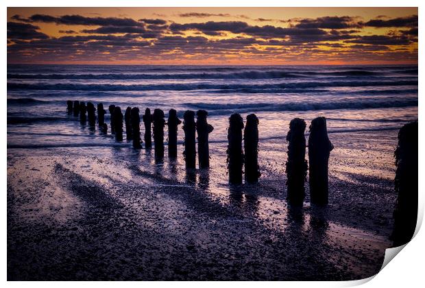 Beautiful Sunrise at Sandsend Beach Print by Tim Hill