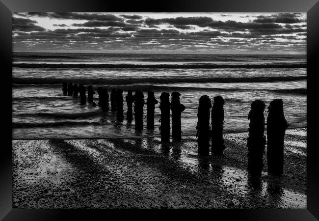 Sandsend Beach Black and White Framed Print by Tim Hill