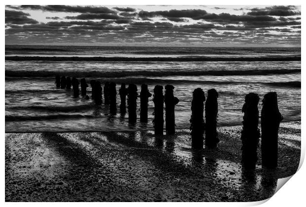 Sandsend Beach Black and White Print by Tim Hill