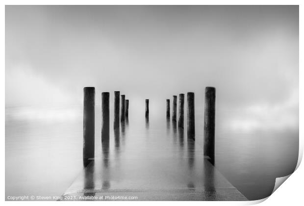 Serene Derwentwater Pier in the Mist Print by Steven King