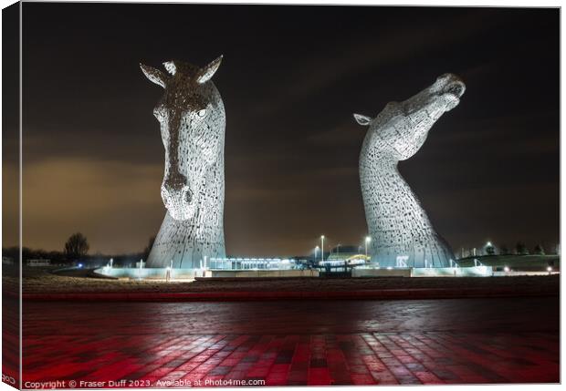 The Kelpies at Night, Falkirk, Scotland Canvas Print by Fraser Duff