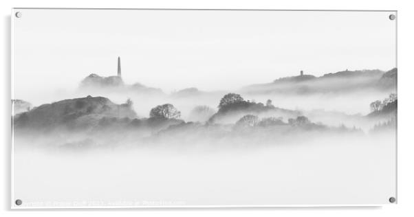 Fog shrouded hills, Gatehouse of Fleet, Scotland Acrylic by Fraser Duff