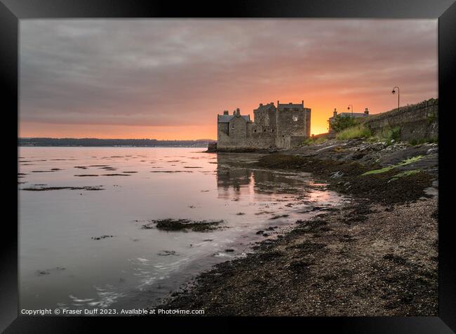 Sunrise behind Blackness Castle, Scotland Framed Print by Fraser Duff