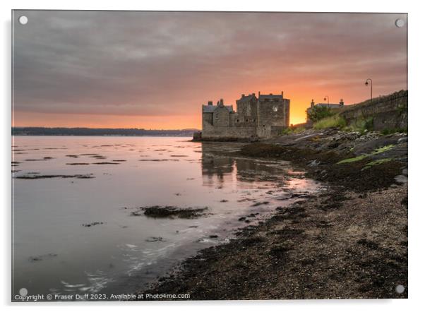 Sunrise behind Blackness Castle, Scotland Acrylic by Fraser Duff