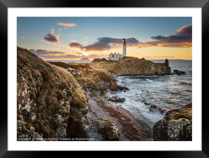 Sunset over Ailsa Craig and Turnberry Lighthouse Framed Mounted Print by Fraser Duff