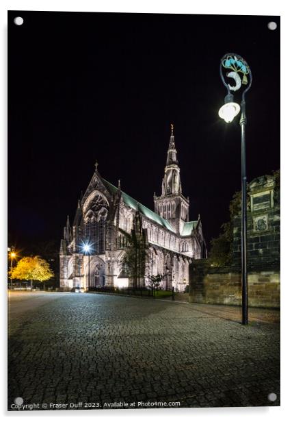 Glasgow Cathedral at Night, Glasgow, Scotland  Acrylic by Fraser Duff