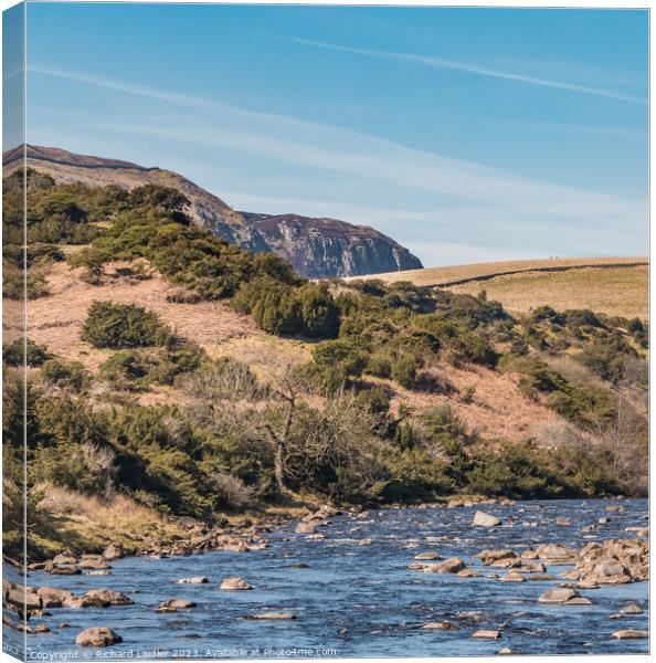 River Tees and Cronkley Scar from Force Garth Canvas Print by Richard Laidler