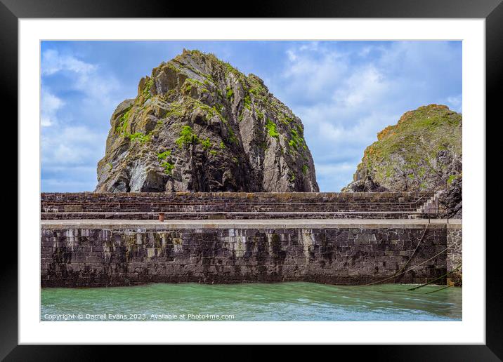 Mullion Cove Harbour Framed Mounted Print by Darrell Evans