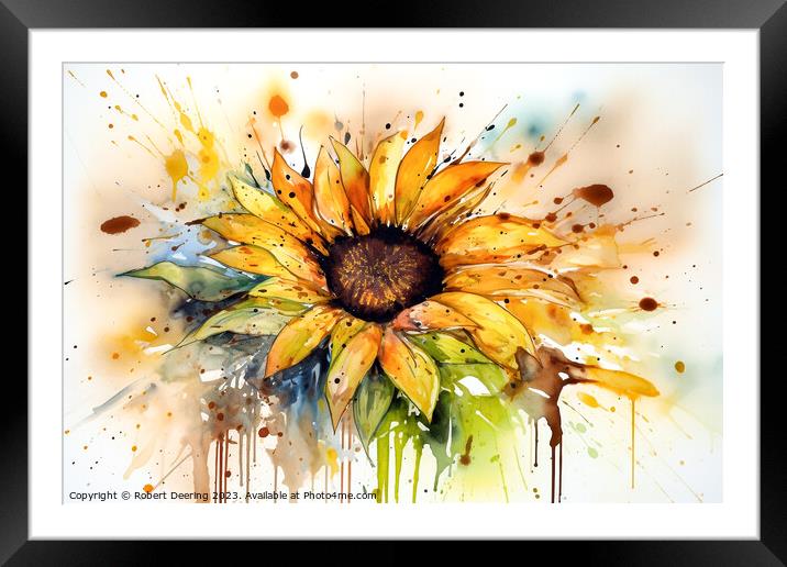 Sunflower Framed Mounted Print by Robert Deering