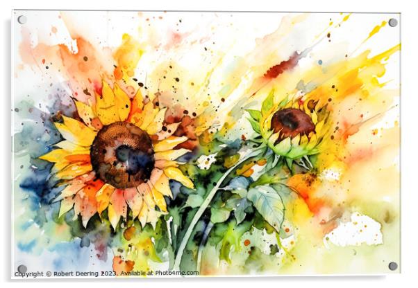 Sunflowers Acrylic by Robert Deering