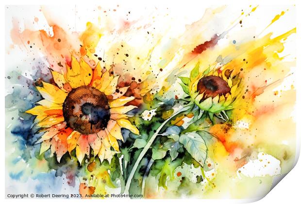 Sunflowers Print by Robert Deering