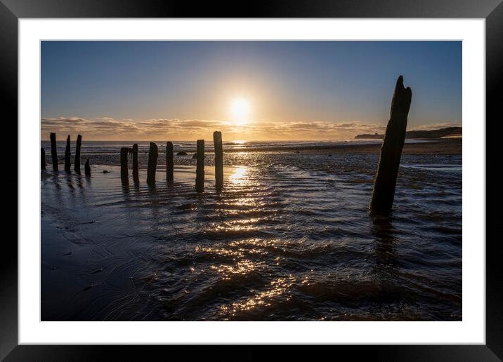 A Glowing Dawn in Sandsend Framed Mounted Print by Tim Hill