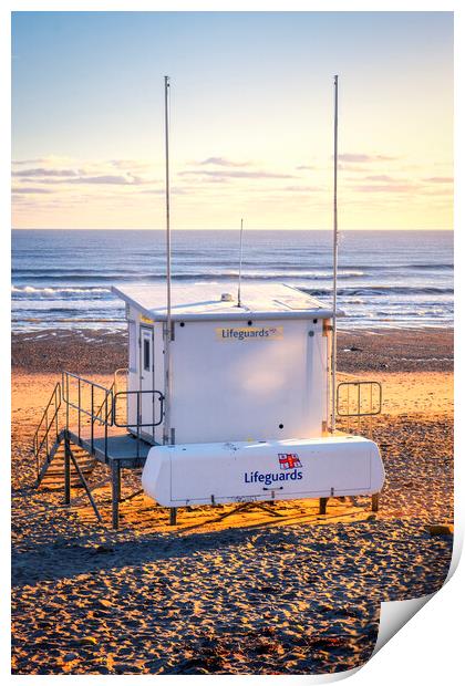 SunKissed Sandsend Lifeguard Station Print by Tim Hill