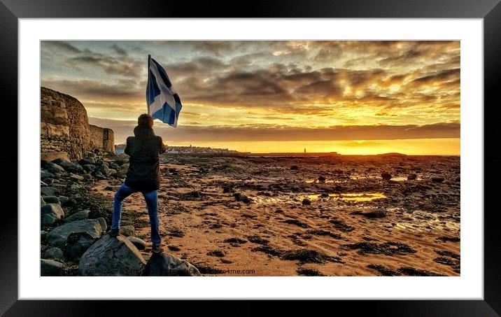 Scottish Flag at Sunrise  Framed Mounted Print by Lowercase b Studio 