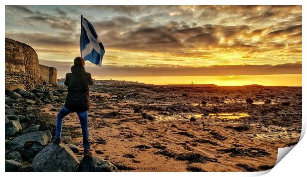 Scottish Flag at Sunrise  Print by Lowercase b Studio 