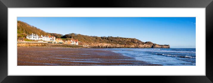 Sandsend Beach Panoramic Framed Mounted Print by Tim Hill
