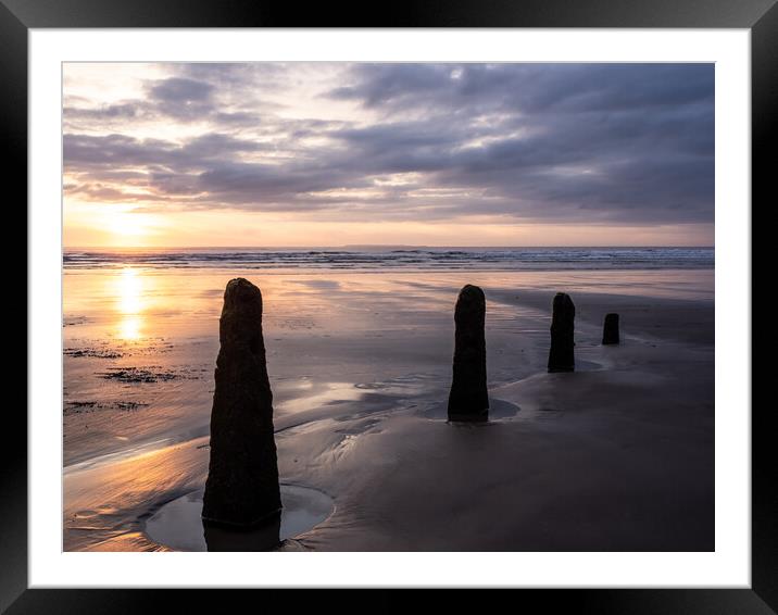 Weathered Groynes at Sunset Framed Mounted Print by Tony Twyman