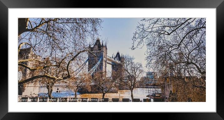 Majestic Tower Bridge at Dusk Framed Mounted Print by Les Schofield