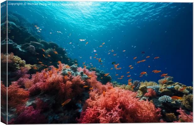 A beautiful colourful reef under water with many colourful fishe Canvas Print by Michael Piepgras