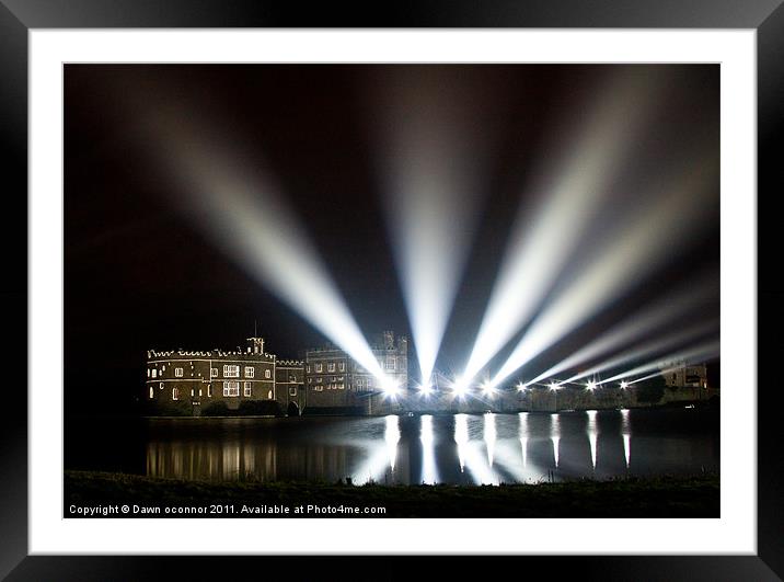 Leeds Castle and Laser Lights Framed Mounted Print by Dawn O'Connor