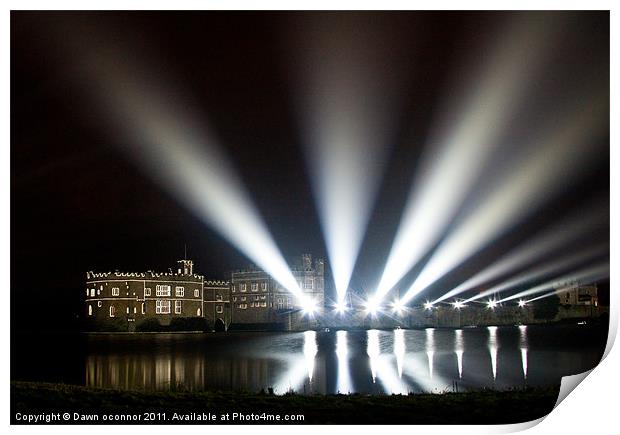 Leeds Castle and Laser Lights Print by Dawn O'Connor