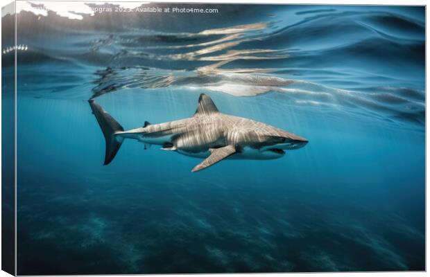 A big shark in the shallow water of the ocean created with gener Canvas Print by Michael Piepgras